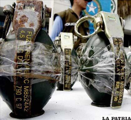Parte de los artefactos explosivos que fueron incautados a los rebeldes