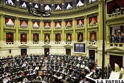 Los legisladores de las comisiones de Relaciones Exteriores del Parlamento y el Senado participan en una sesión extraordinaria convocada en la capital de Tierra de Fuego