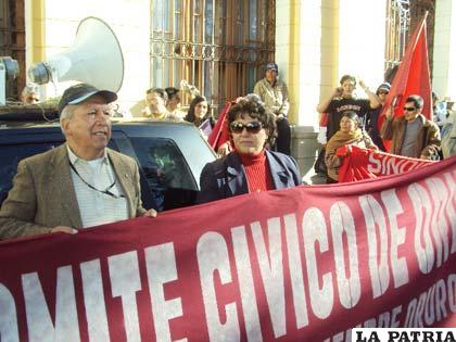 Sonia Saavedra, durante una movilización en defensa de los intereses de Oruro