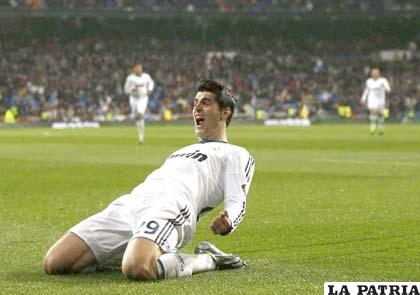 Morata celebra el primer gol de Real Madrid