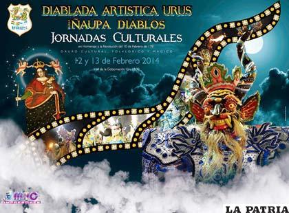 Afiche que promociona las jornadas organizadas por los Ñaupas de la Diablada Urus