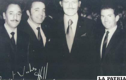 Jorge Burgoa, Willy Bendeck, Graham Hill (excampeón de Fórmula Uno) y Dieter Hubner en 1970