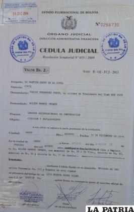 El documento que fue pegado en la casa de Mamani
