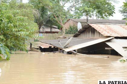 Desborde del río destruyó viviendas en Pando