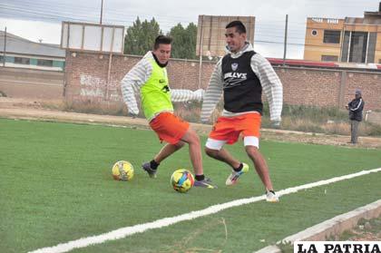 Muñoz y Ojeda, en el entrenamiento de San José