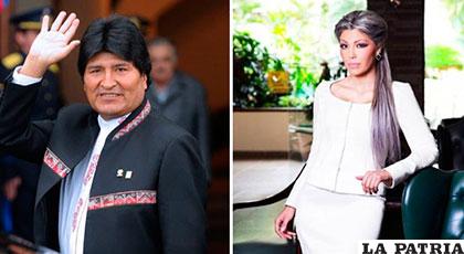 Presidente Evo Morales y su ex pareja, Gabriela Zapata