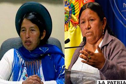 Las ex ministras de Evo Morales, Julia Ramos y Nemesia Achacollo