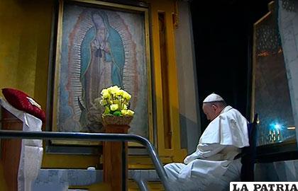 El Papa Francisco, en la Basílica de la Virgen de Guadalupe