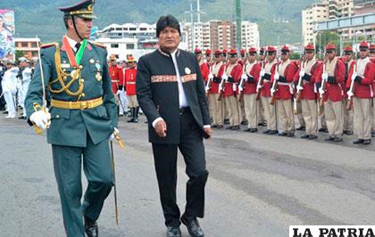 El Presidente Evo Morales en el acto con motivo de recordar la invasión chilena /ANF