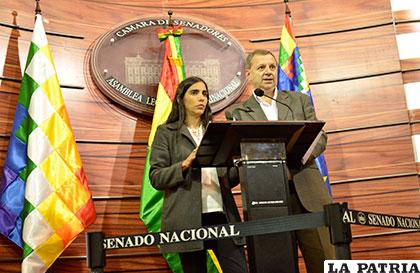 Los presidentes de las cámaras de Diputados y Senadores, Gabriela Montaño y José Alberto Gonzales /abi.bo