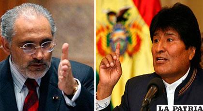 El vocero de la demanda marítima, Carlos Mesa y el Presidente Evo Morales /ERBOL.COM.BO