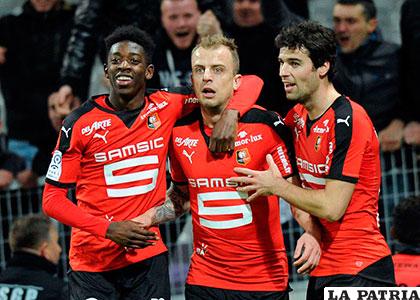 El festejo de los jugadores del Rennes /AS.COM