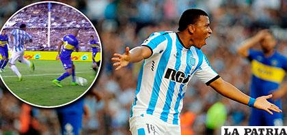 Roger Martínez anotó un golazo de taco para la victoria de Racing /ole.com
