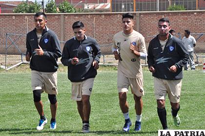 Sánchez, Juárez, Alí y Ovando durante el entrenamiento de ayer