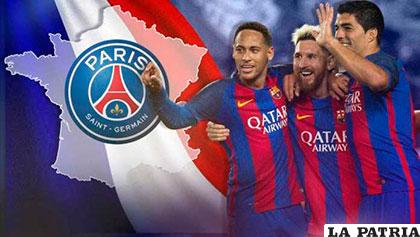 El tridente ofensivo del Barcelona Neymar, Messi y Suárez, a la conquista de París