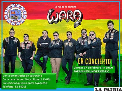El grupo Wara llega a Oruro para un concierto de lujo /Casa SIP