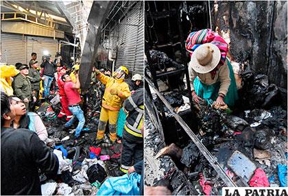 El voraz incendio calcinó varias casetas del popular mercado La Paz /APG