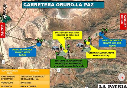 Los puntos que habrá en la carretera hacia La Paz