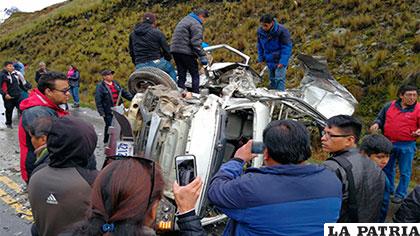 Accidente ocurrido en La Rinconada, carretera Yungas