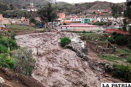 El río Palca anegó casas de la población del mismo nombre /CORREO DEL SUR