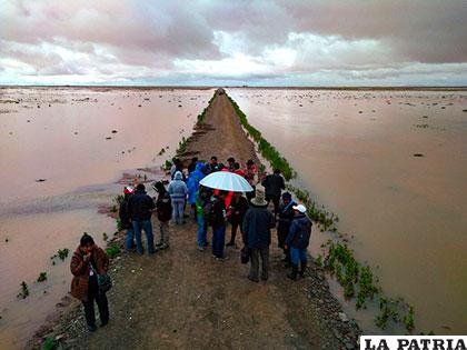 Planicie completamente inundada por desborde de río Desaguadero