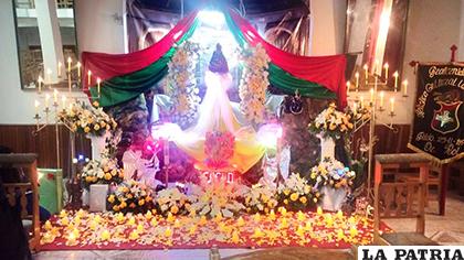 El altar de la Virgen del Socavón en la velada /RR.SS.
