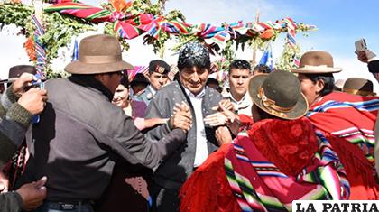 Evo Morales festejó en Oruro/Ministerio de Comunicación