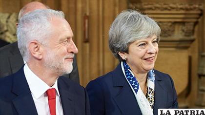 El líder del Partido Laborista, Jeremy Corbyn y la primera ministra británica, Theresa May / hispantv.com