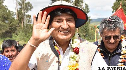Evo Morales en la entrega de una obra en Aiquile/ ABI