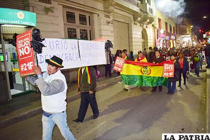 Mañana marcharán nuevamente contra la repostulación de Evo Morales/LA PATRIA/ARCHIVO