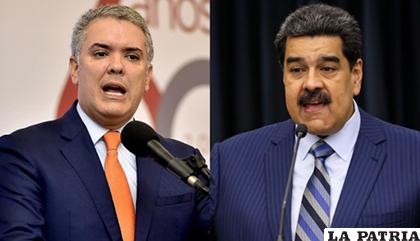 El presidente de Colombia, Iván Duque y su homólogo venezolano, Nicolás Maduro, cuyos gobiernos rompieron relaciones  / elcomercio.pe
