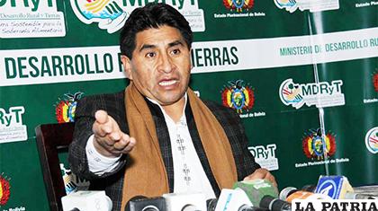 El ministro de Desarrollo Rural y Tierras, César Cocarico /ELALTENO.COM.BO
