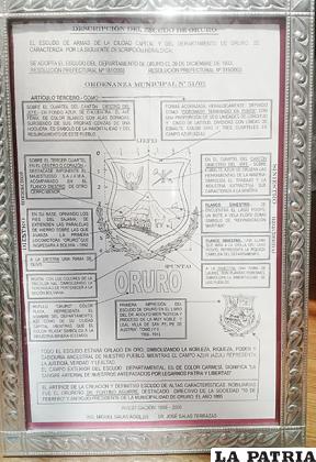 Cuadro didáctico del Escudo de Oruro /LA PATRIA
