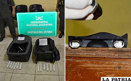 El boliviano fue sorprendido llevando cocaína oculta en el interior del armazón / GENDARMERÍA ARGENTINA