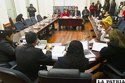 La autoridad durante la audiencia con los diputados /APG