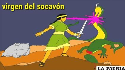 Una recreación de cómo la Ñusta (Virgen del Socavón) destruyó a las cuatro plagas /RR.SS.