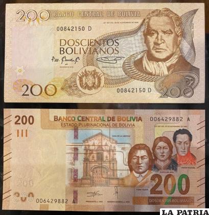 Versión antigua y nueva del billete de Bs. 200 /RRSS