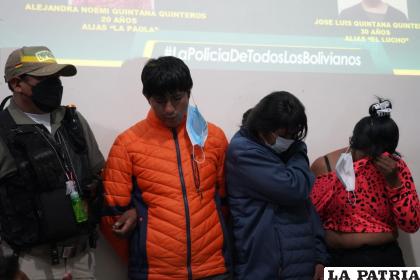 Los tres implicados fueron presentados la mañana de ayer 
/Ministerio de Gobierno