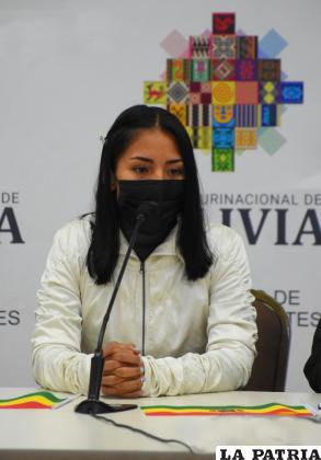 La viceministra de Deportes Cielo Veizaga /APG