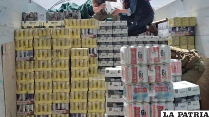 Vista de los productos comisados en Oruro /ANB