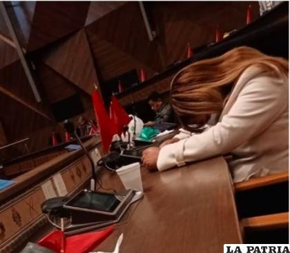 Una de las diputadas que quedó dormida en su curul /BTV