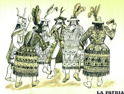 Un dibujo antiguo donde se observa a los morenos con el sombrero de mayordomo