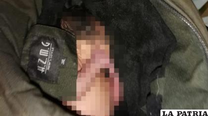 El bebé que fue rescatado por efectivos policiales /FUENTE POLICÍA