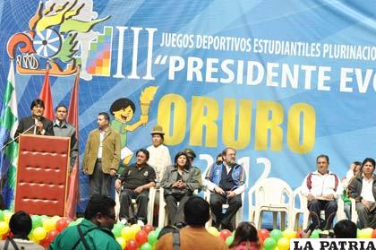 Durante el lanzamiento de los III Juegos Estudiantiles Plurinacionales