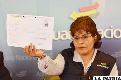 La presidenta de la Aduana Nacional, Marlene Ardaya ratificó que se recuperó un predio de casi 34 hectáreas que fue avasallado