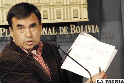 Juan Ramón Quintana, ministro de la Presidencia, no presentó denuncia sobre actos de corrupción relacionados con el Tipnis