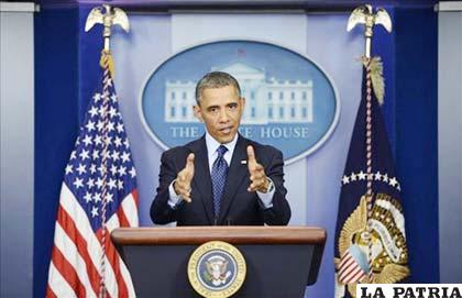Presidente estadounidense, Barack Obama, durante una rueda de prensa celebrada en la Casa Blanca