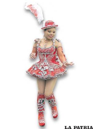 FIGURAS: Este personaje incursiona en la morenada a inicios de la década del 70 del siglo pasado. Las figuras están integradas a un grupo de señoritas de exuberante belleza que se acomodan en una sola fila, dieron a la danza una admirable jerarquía estética y artística, realizan movimientos sensuales propios de las culturas negroides que realzan y magnifican el baile, acusando un alto sentido técnico y académico en su arte.
Ellas llevan un sombrerito hecho en lana de oveja forrado con tela y adornada con bordados multicolores. El cabello recogido en dos trenzas que cuelgan sobre la espalda sujetas con tullmas. 
Las blusas son escotadas, llevan bordados, con lentejuelas, motivos típicos del Carnaval de Oruro, su mitología y una serie de elementos que le dan los bordadores o confeccionistas. En las manos no llevan ningún elemento, pero en los dedos tienen anillos.
La pollera es corta elaborada con tela de distintas características, va bordada con lentejuelas multicolores, pedrería. Las enaguas están hechas en tela delgada y encajes. Las botas son de taco alto y van hasta la rodilla, son forradas con tela, según el color predominante del traje.