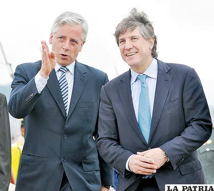 Los vicepresidentes de Bolivia, García y de Argentina Boudou