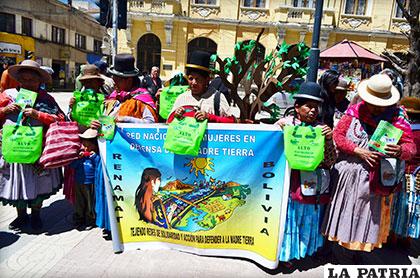 Mujeres indígenas entregan bolsas ecológicas a la población